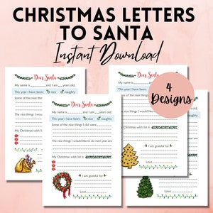 Cartas de Navidad a Santa Descarga instantánea / Para niños / A4, A5, CARTA DE EE. UU.