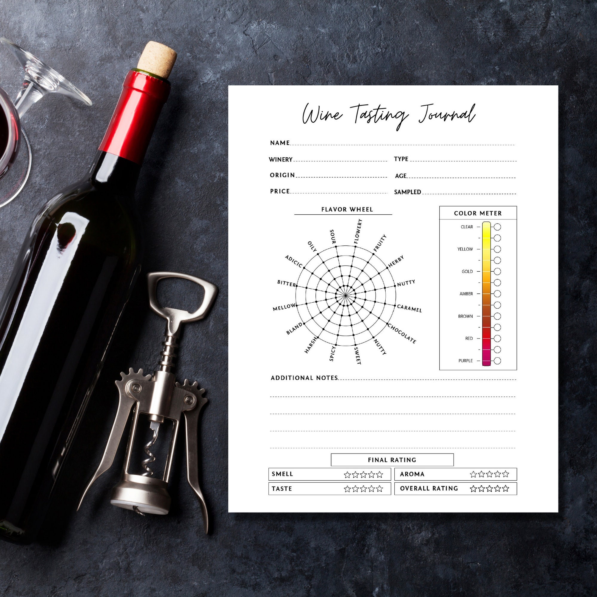 Wine Tasting Journal Wine Tasting Notes A4 A5 US Letter Etsy