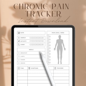 Chronic Pain Tracker Instant Download | Daily Pain Log | Symptom Tracker | A4, A5, US Letter