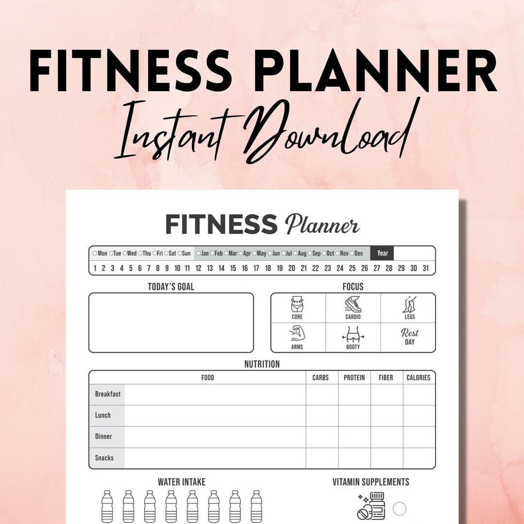 Fitness Planner Instant Download | Workout Tracker | A4, A5, US Letter ...
