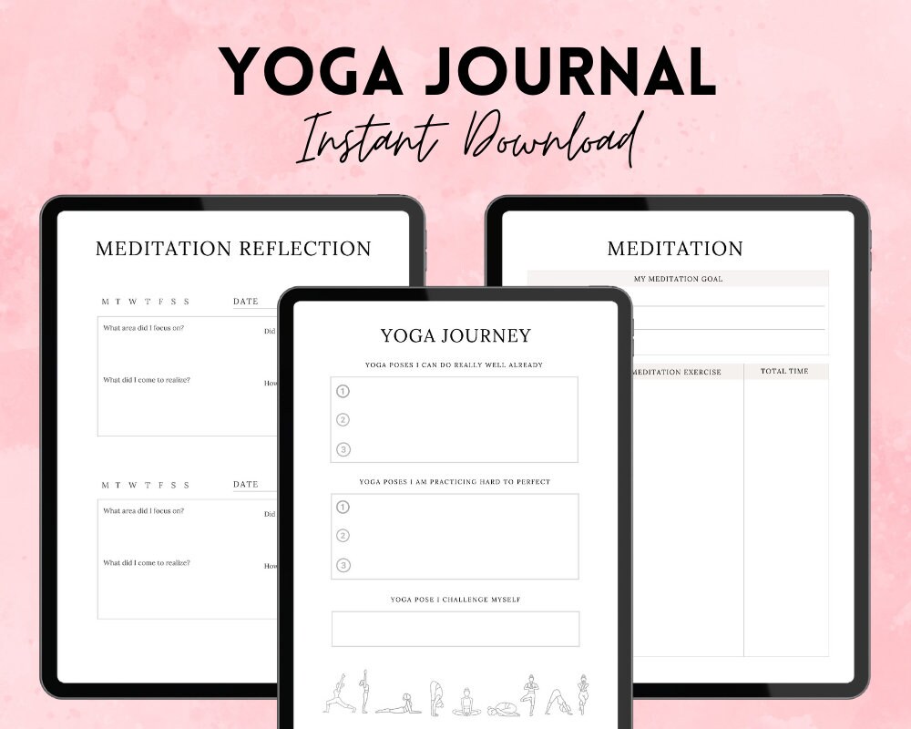 Yoga Planner Printable Yoga Poses Journal Wellness Planner Gratitude