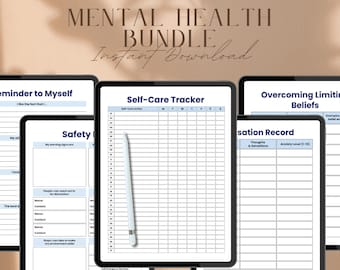 Mental Health Planner Bundle: Anxiety & Mood Tracker (Digital Template)