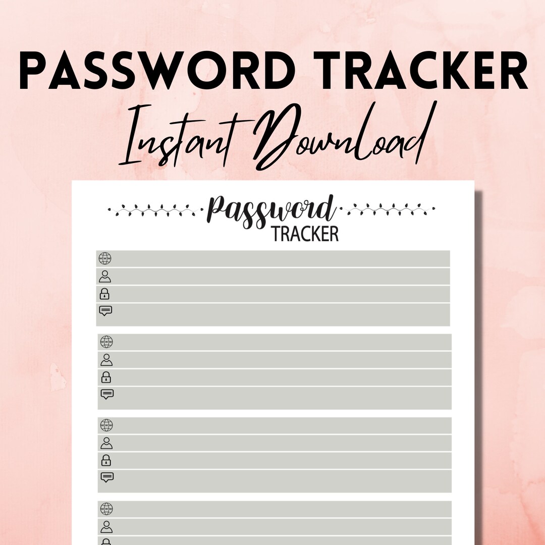 Password Tracker Instant Download | Printable Password Log | A4, A5, US ...