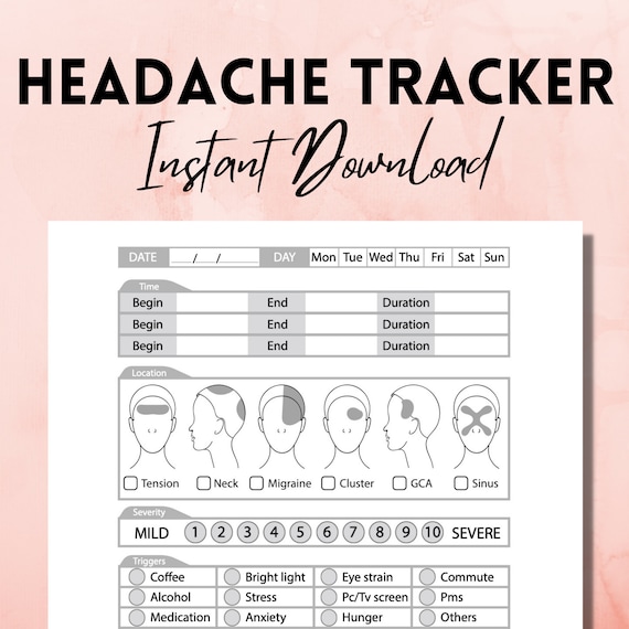 Headache Tracker Instant Download Migraine Logger A4 A5 Etsy