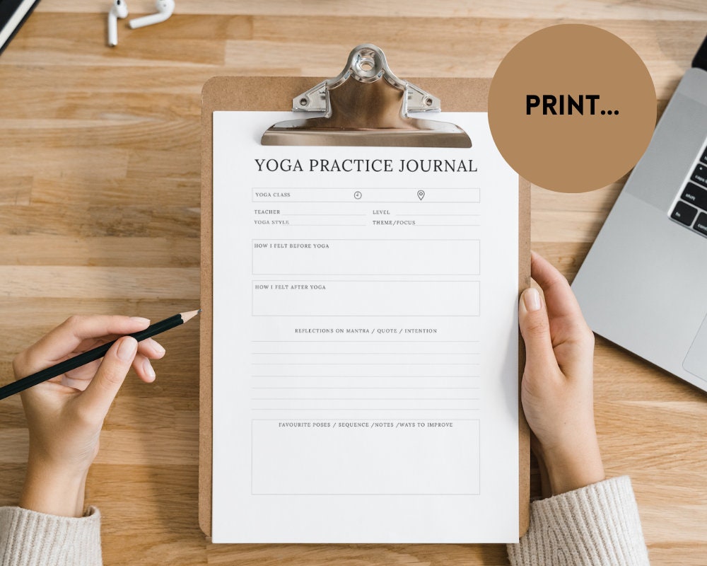 Yoga Planner Printable Yoga Poses Journal Wellness Planner Gratitude