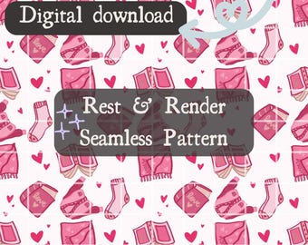 Bookish Valentine Seamless Pattern | Cozy Reading Heart Digital Paper | Pink Background | Hand Drawn Pattern | Instant Download