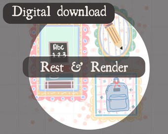 Pastel School Supplies PNG Clipart: Teacher Shirt Design (Digital Download)