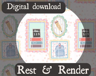Pastel Back to School Seamless Pattern: Kawaii Pencil, Book PNG (Digital Download)