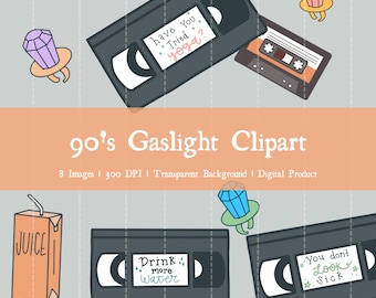90's Gaslight ClipArt: Spoonie Chronic Illness, Hand-Drawn (Digital Download, 300 DPI)