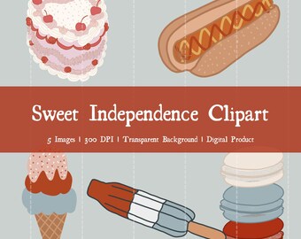 Fourth of July ClipArt: Patriotic Red White & Blue Designs (Digital Download, 300 DPI)