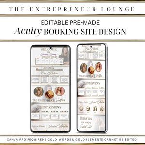Gold Chrome Acuity Site | Gold Acuity Site | Canva Acuity Site |  Editable Acuity site |  Canva Template | Beauty Acuity site