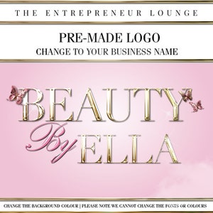 Gold Beauty Logo, Gold Chrome Logo, pre made Logo, beauty logo, pink logo, lash logo, glitter logo, pink and gold logo