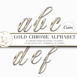 Alfabeto cromato oro / testo oro / clipart oro / alfabeto metallico / alfabeto cromato / clipart oro / lettere oro / lettere metalliche