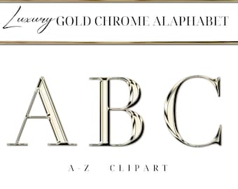 Gold alphabet | gold text | pink and gold clipart| gold alphabet | chrome alphabet | gold letters | chrome letters