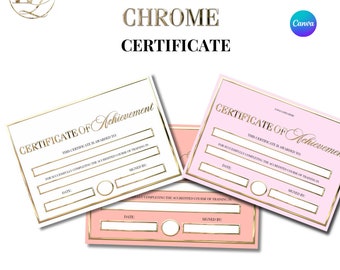 Gold Chrome Certificate | Gold certificate | Certificate of achievement |  Certificate |  Canva Certificate | Beauty template