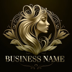 Gold Beauty Logo, Gold Chrome Logo, Premade Logo