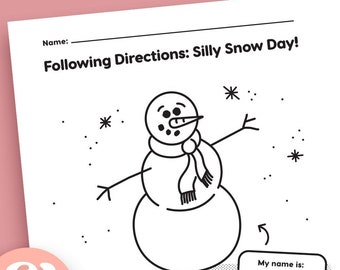 Following Directions: Silly Snow Day • Fun printable worksheet grades K-3+