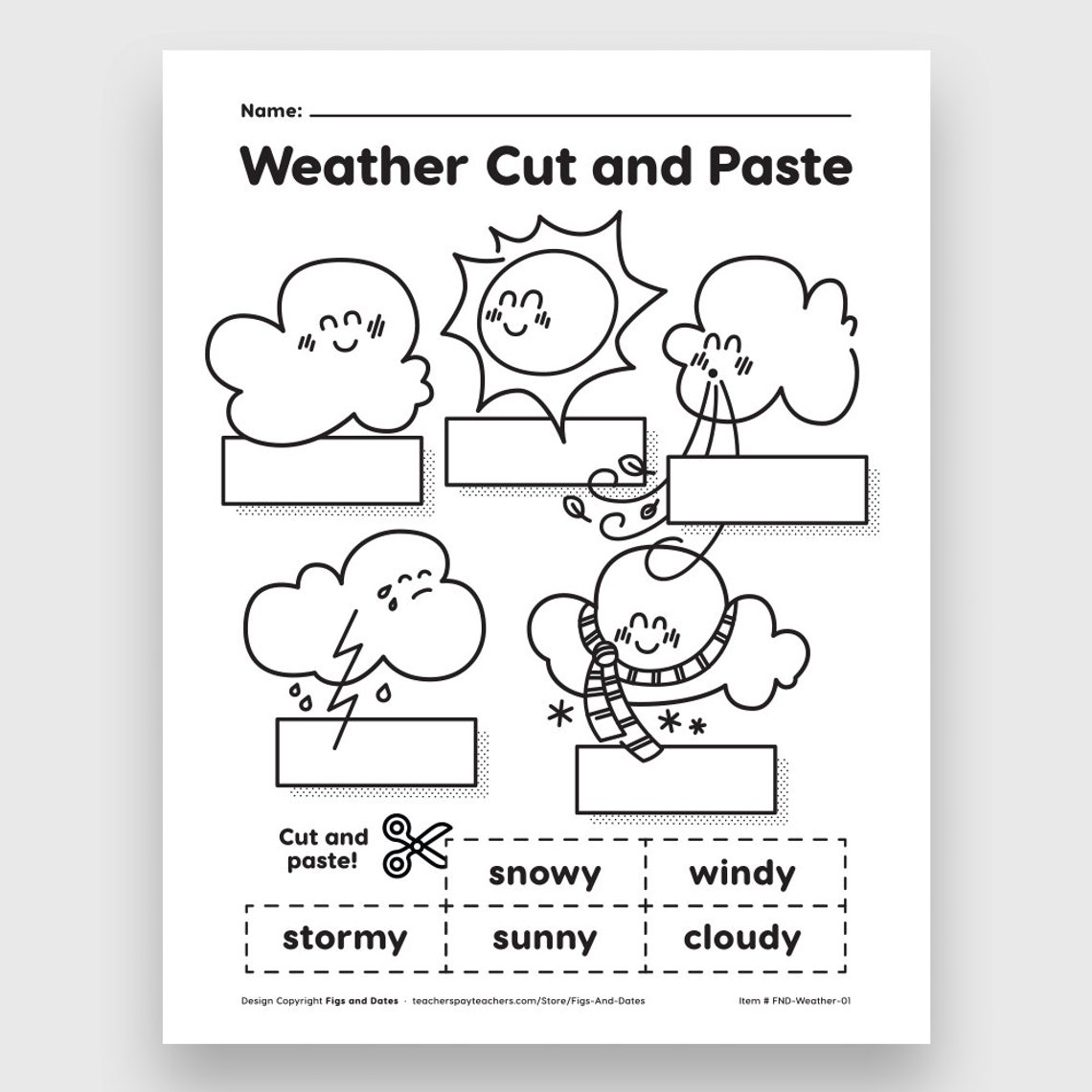 Weather Cut and Paste • Hands-on Gluing Activity Printable K-2+ - Etsy