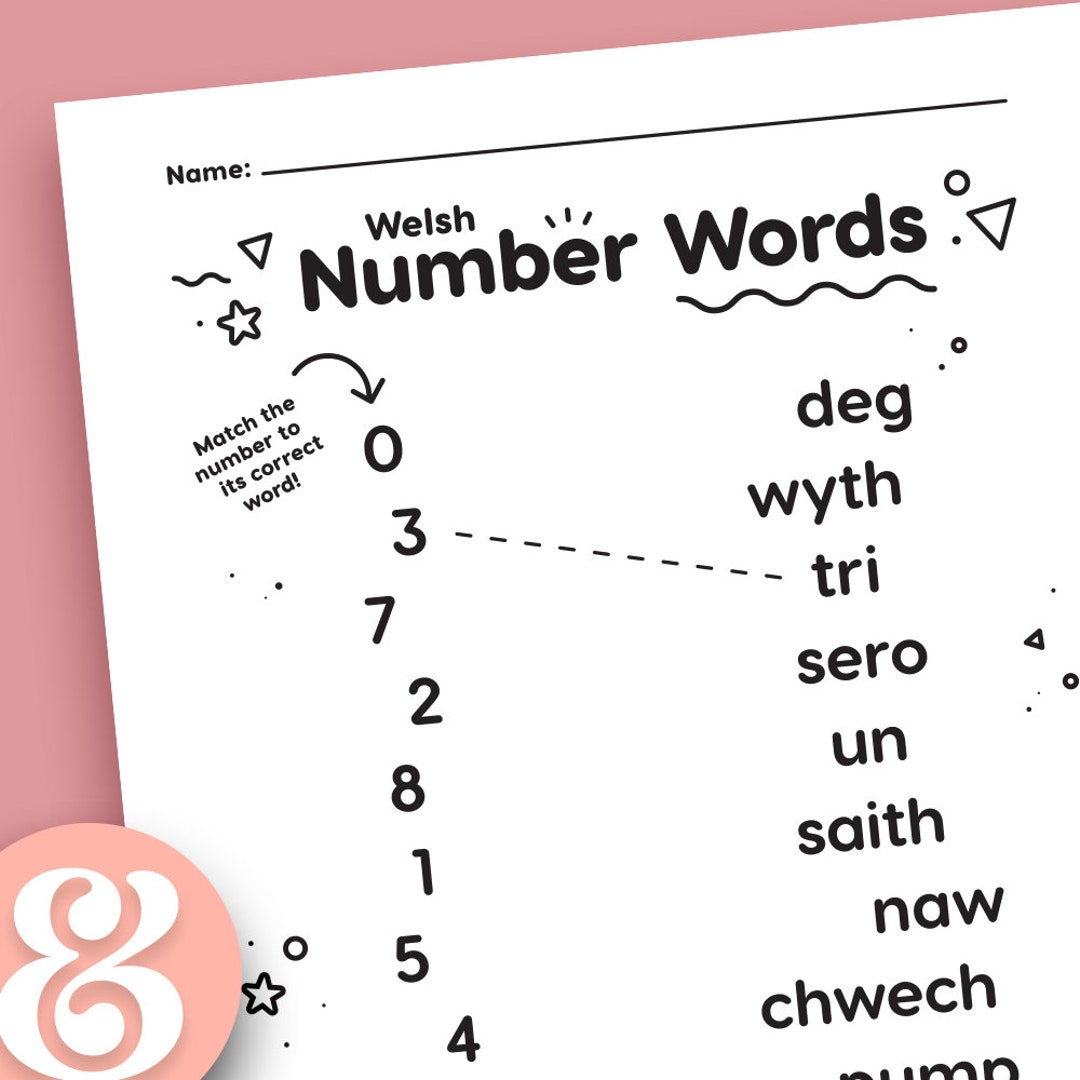 Welsh Number Words Matching Printable Worksheet Grades Prek and Up Etsy