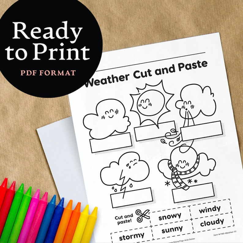 Weather Cut and Paste Handson Gluing Activity Printable K2 Etsy