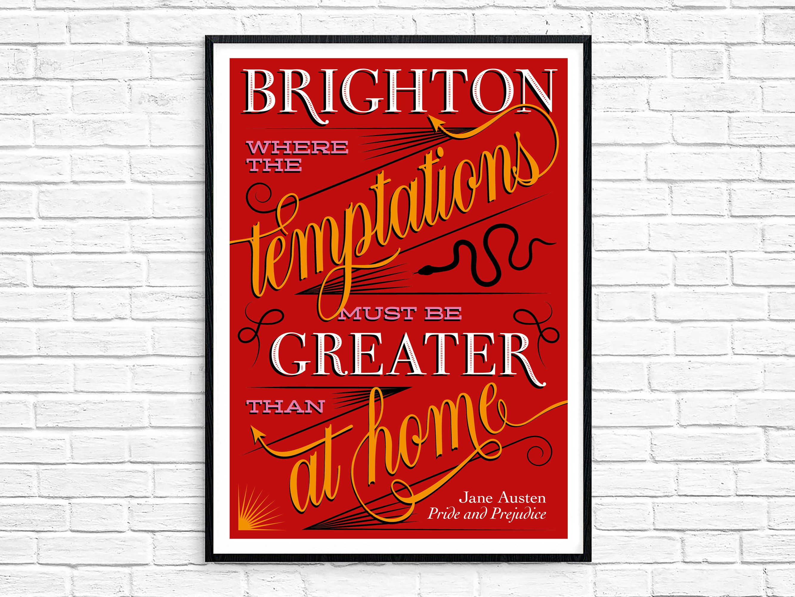Brighton Jane Austen Temptations quote Pride and Prejudice Giclee print
