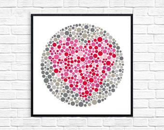 Colour blind heart Ishihara Love Romantic Giclee print