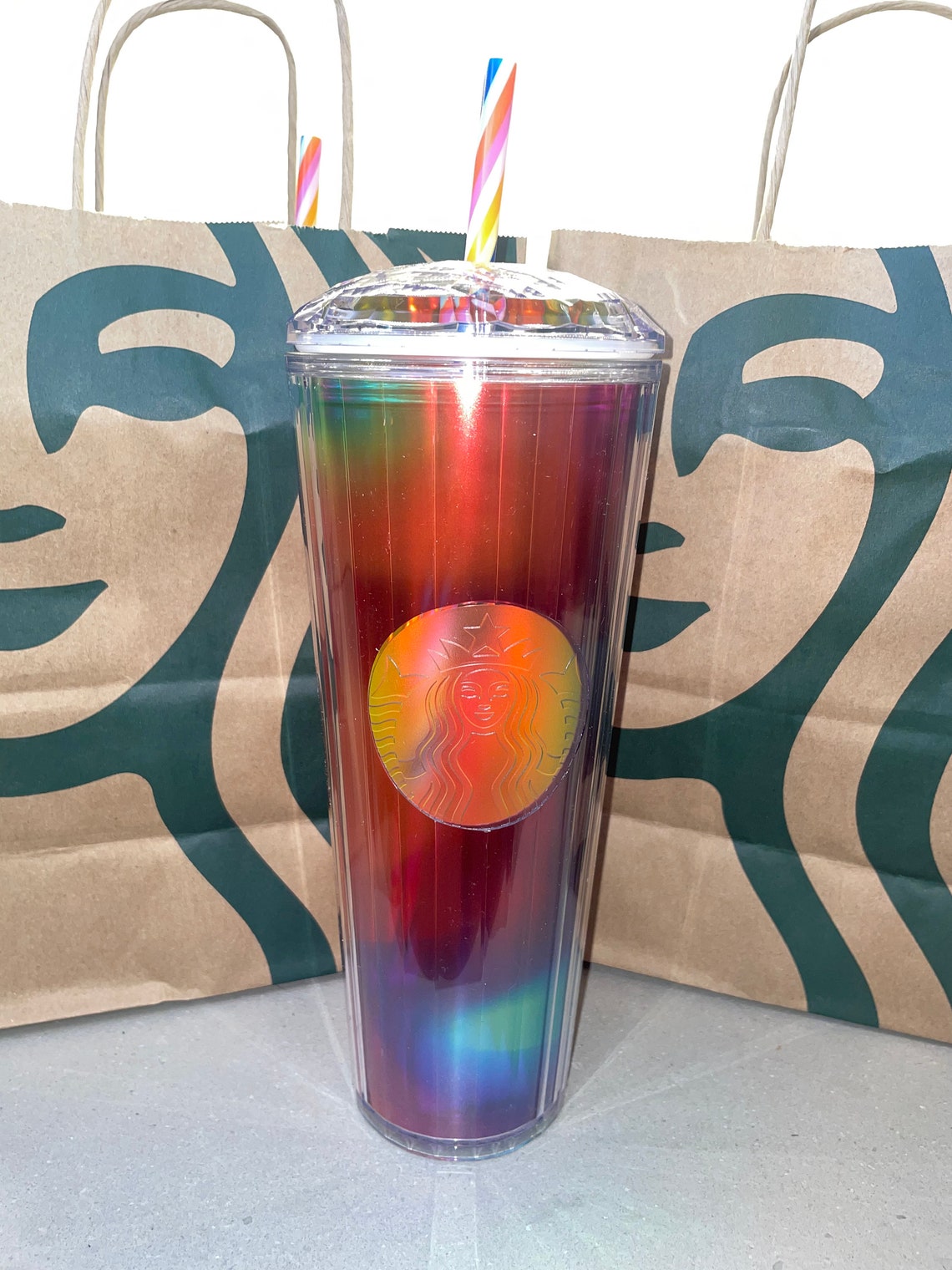 Early Release PRIDE Dome Cup Spring 2021 Starbucks Blue and Pink Bling