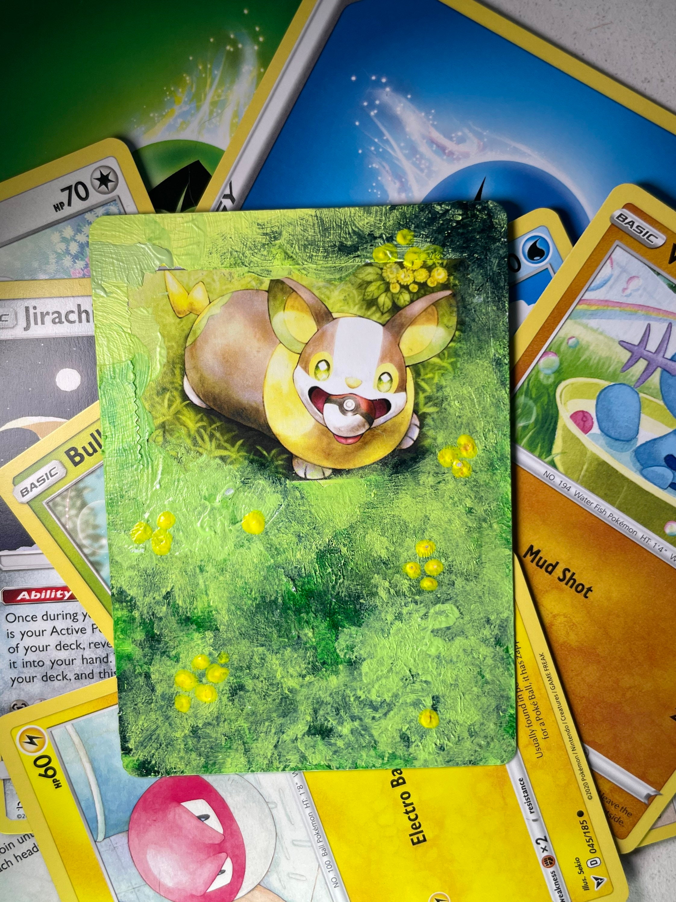 Hand Painted Full Art Yamper Pokemon Card Rare Etsy
