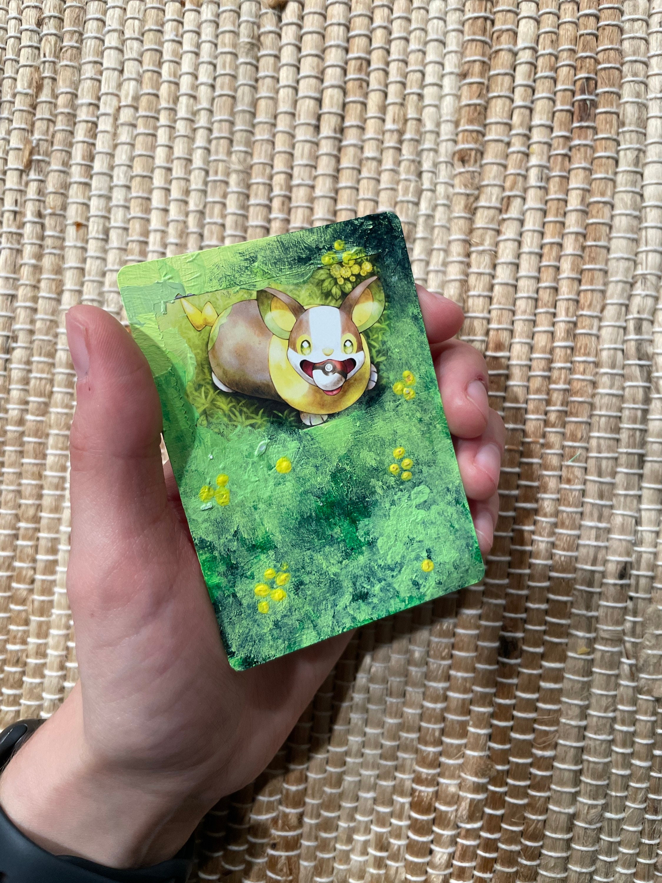 Hand Painted Full Art Yamper Pokemon Card Rare Etsy