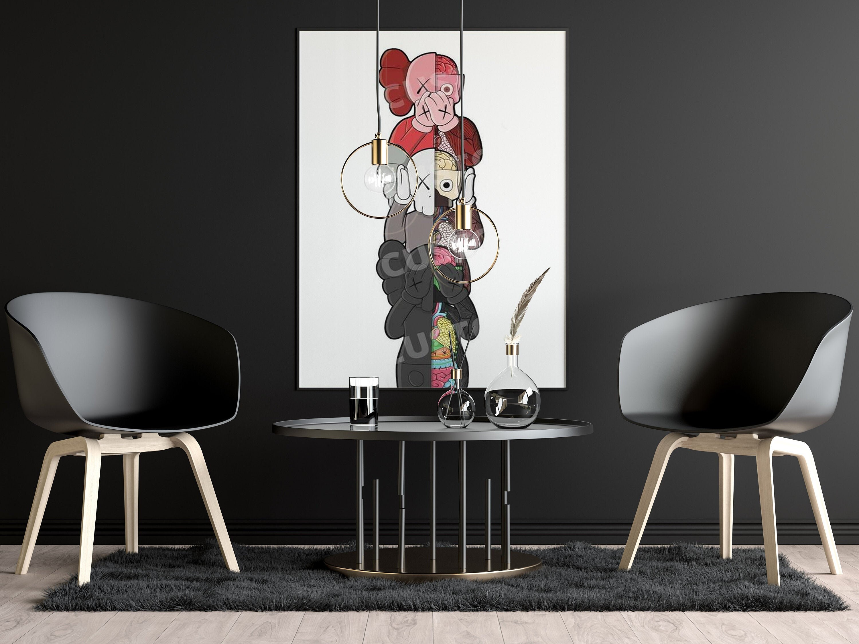 Kaws Canvas Kaws Canvas Print Set Of 3 Kaws Painting Modern Etsy