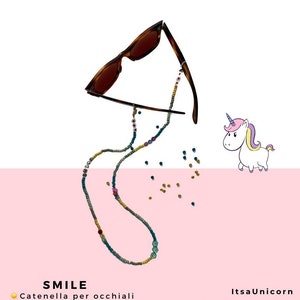 Smile chain for beaded glasses. Summer Eyeglasses Chain, Sunglasses Chain, Eyeglass Holder, Glasses Chain, Laces for Sunglasses