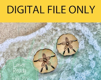 Sand Dollar Summer Stud Earrings - DIGITAL File only - Laser Ready - Scrap Buster