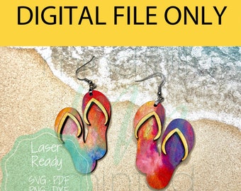 Flip Flop Summer Fun Earrings - DIGITAL File only - Laser Ready