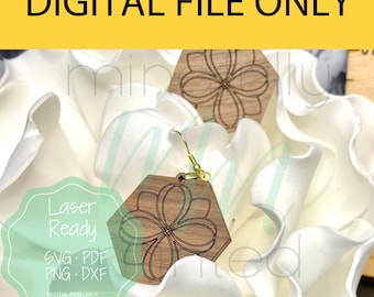 Beautiful Floral Hex Earrings Boho Casual Dress- DIGITAL File only - Laser Ready