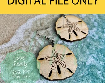 Sand Dollar Summer Fun Earrings - DIGITAL File only - Laser Ready - Scrap Buster