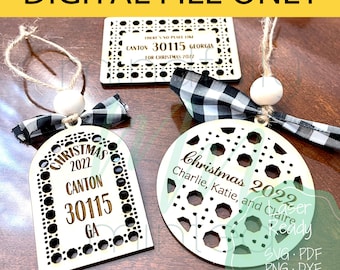 Rattan Gift Tag Ornament File Bundle, Christmas Tree 2022, DIGITAL File only, Laser Ready, Personalize, Glowforge, SVG, Laser Ornaments