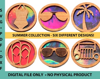 Car Vent Diffuser Clips - SVG-PDF-DXF - Summer Collection - Laser Cut File - Glowforge Tested - No Physical Product