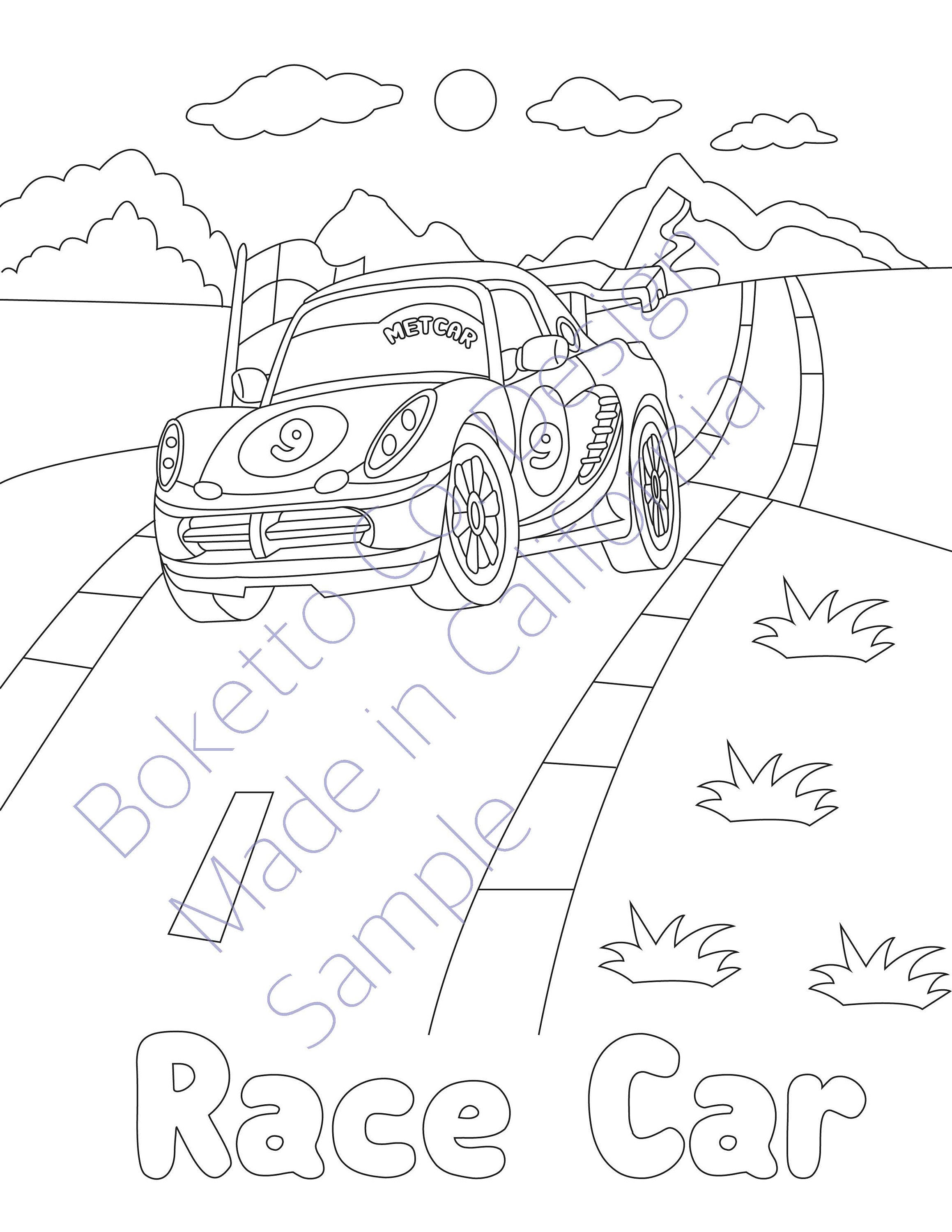 Sports Car Coloring Page for Kids - Etsy