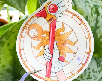 Sticker vinyle Sakura Clow Wand Sparkle : Sticker anime pour ordinateur portable