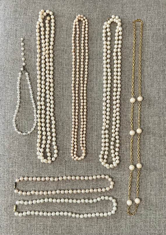 Vintage Unsigned Faux Pearl Necklace Lot