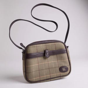 Vintage authentische Burberry Nova Check Khaki Canvas und Leder Crossbody Schultertasche