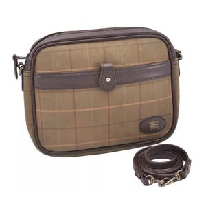 Vintage Authentic Burberry Nova Check Khaki Canvas and Leather Crossbody Shoulder Bag