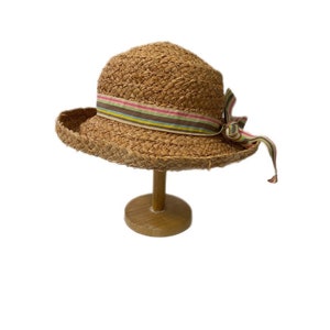 Vintage 90’s Ladies Straw Hat with Ribbon One Size