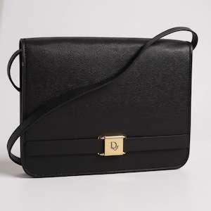 Authentic Vintage Christian Dior Black and Gold Leather Bag