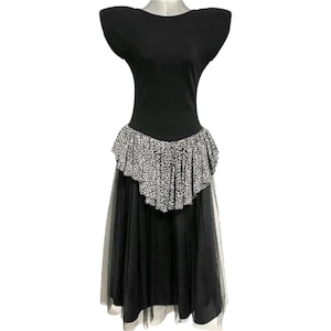 Retro Vintage 80s 90s Peplum Tutu Prom Midi Dress Size 10