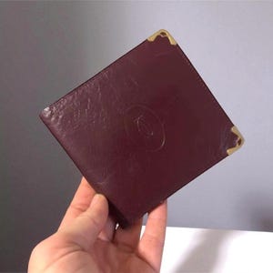 Vintage Authentic CARTIER Bordeaux Leather Bifold Purse Wallet