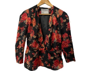 rose print blazer