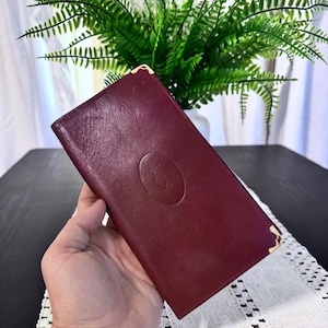 Cartier Authentic Vintage Bilfold Long Leather Bordeaux Wallet