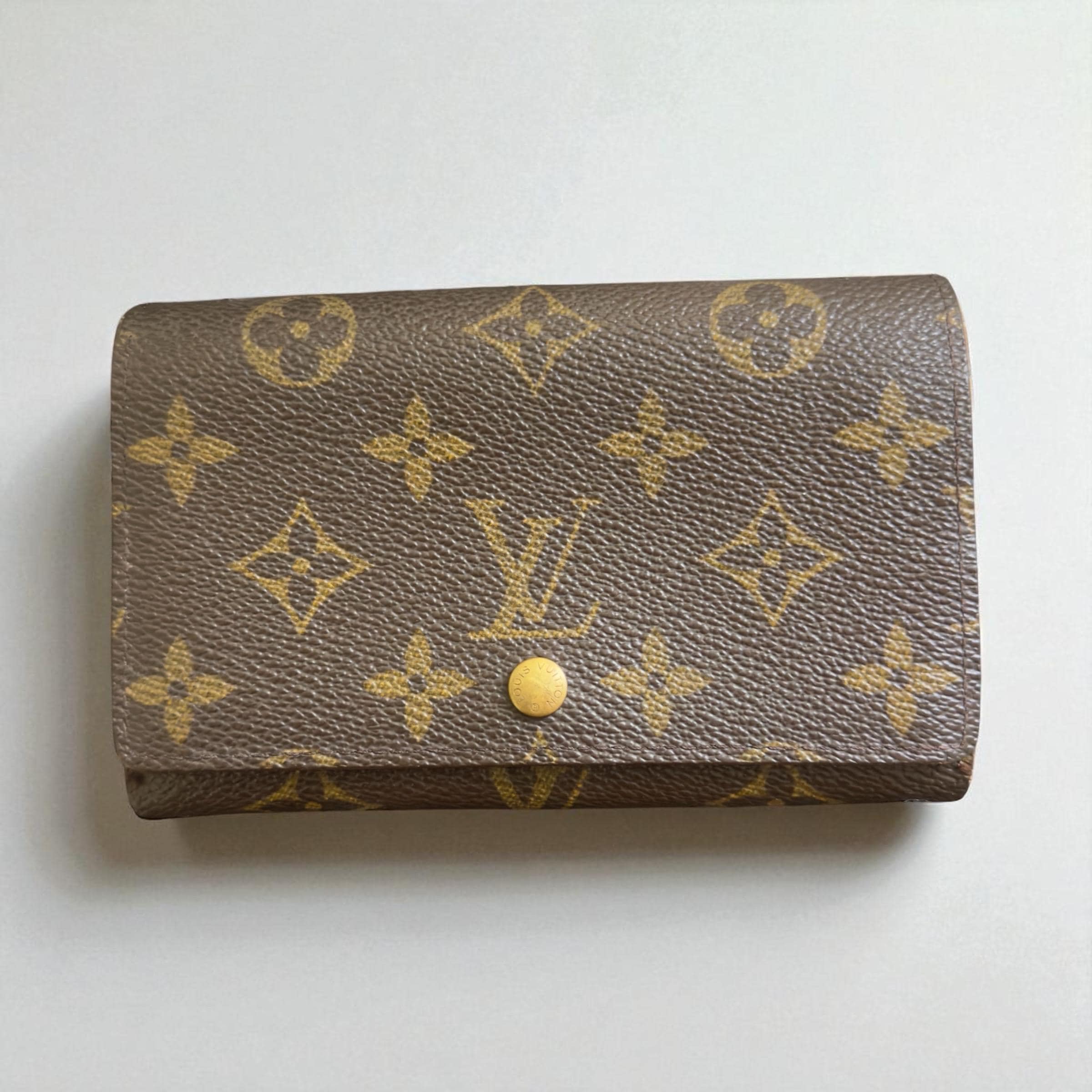 Authentic Louis Vuitton Monogram Porte Monnaie Billets Tresor Bifold Leather Wallet Purse