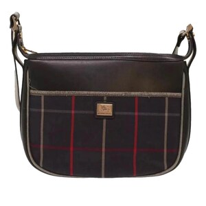 Vintage Burberry authentische Canvas Nova Check Leder Umhängetasche Marine